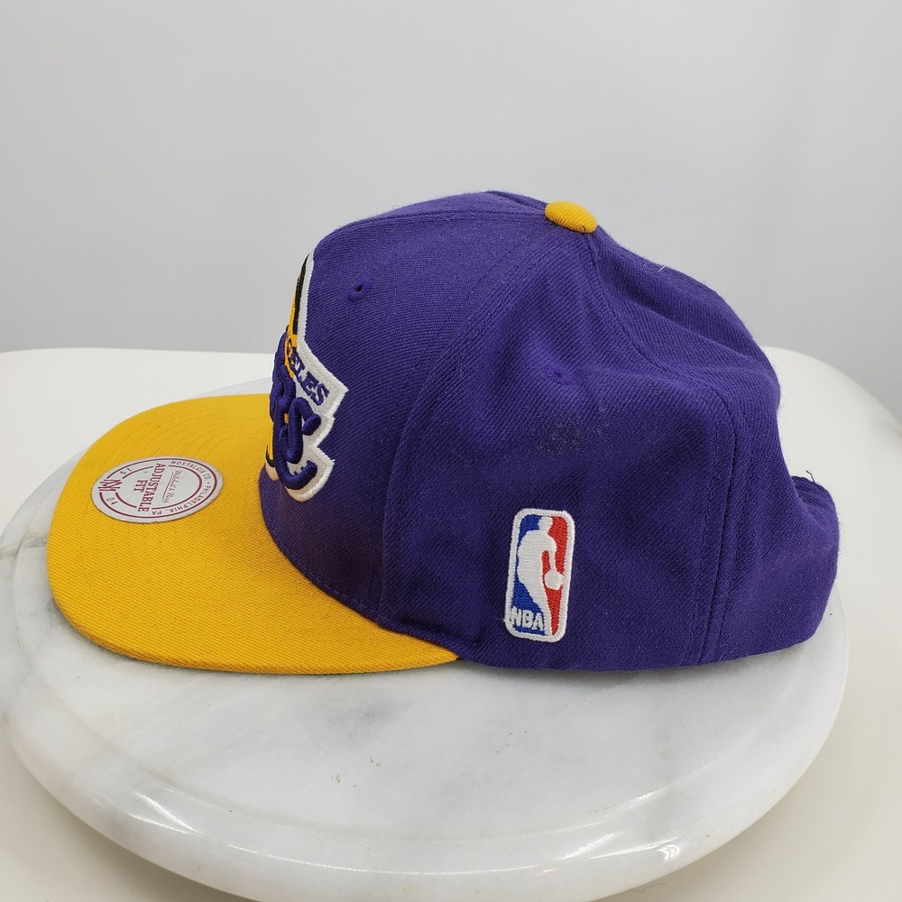 Mitchell & Ness Los Angeles Lakers Snapback Hat Purple Yellow Hardwood Classics - Picture 2 of 13